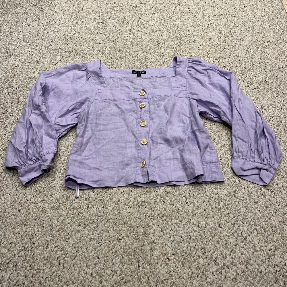 J Crew Lavender Button-Front Square Neck Blouse